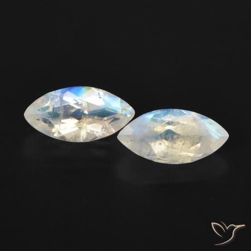 1.08ctw Natural Blanco azulado Piedra lunar arcoíris, Marquesa, Transparente