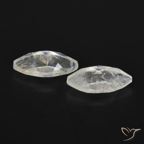 Gemas de Piedra lunar arcoíris Blanco azulado natural de 1.08 ct, Marquesa, Transparente