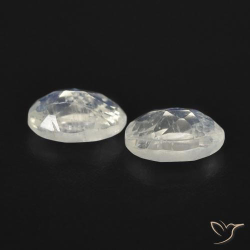 Gemas de Piedra lunar arcoíris Blanco azulado natural de 0.91 ct, Ovalada, Transparente