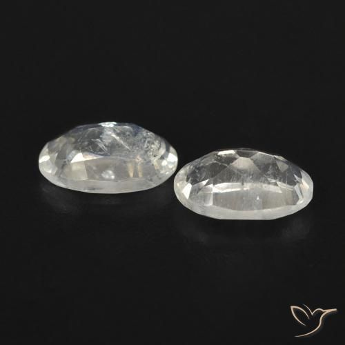 Gemas de Piedra lunar arcoíris Blanco azulado natural de 0.83 ct, Ovalada, Transparente