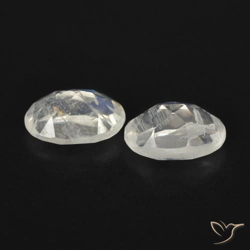 Gemas de Piedra lunar arcoíris Blanco azulado natural de 0.95 ct, Ovalada, Transparente