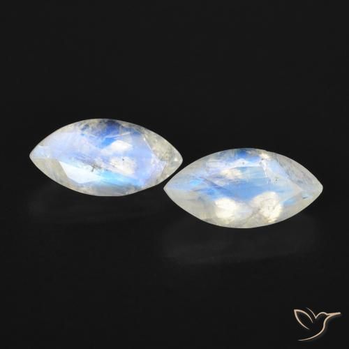 1.20ctw Natural Blanco azulado Piedra lunar arcoíris, Marquesa, Transparente
