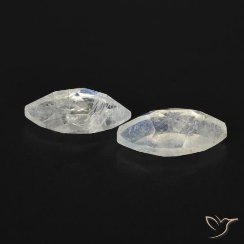 Gemas de Piedra lunar arcoíris Blanco azulado natural de 1.20 ct, Marquesa, Transparente