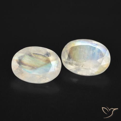 2.28ctw Natural Blanco azulado Piedra lunar arcoíris, Ovalada, Transparente