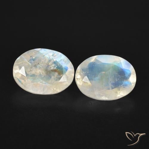 2.41ctw Natural Blanco azulado Piedra lunar arcoíris, Ovalada, Transparente