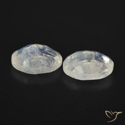 Gemas de Piedra lunar arcoíris Blanco azulado natural de 2.41 ct, Ovalada, Transparente