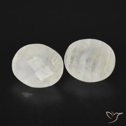 2.11ctw Natural Blanco azulado Piedra lunar arcoíris, Ovalada, Transparente