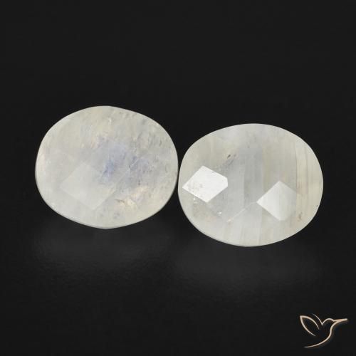 Gemas de Piedra lunar arcoíris Blanco azulado natural de 2.11 ct, Ovalada, Transparente