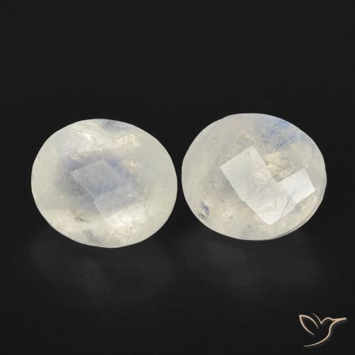 2.36ctw Natural Blanco azulado Piedra lunar arcoíris, Ovalada, Transparente