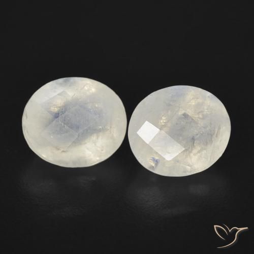 Gemas de Piedra lunar arcoíris Blanco azulado natural de 2.36 ct, Ovalada, Transparente