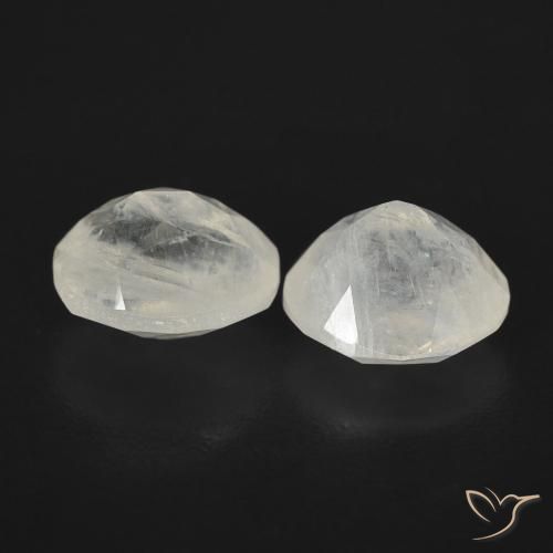 Gemas de Piedra lunar arcoíris Blanco azulado natural de 2.36 ct, Ovalada, Transparente