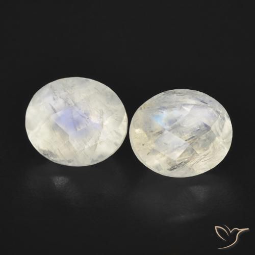 2.43ctw Natural Blanco azulado Piedra lunar arcoíris, Ovalada, Transparente