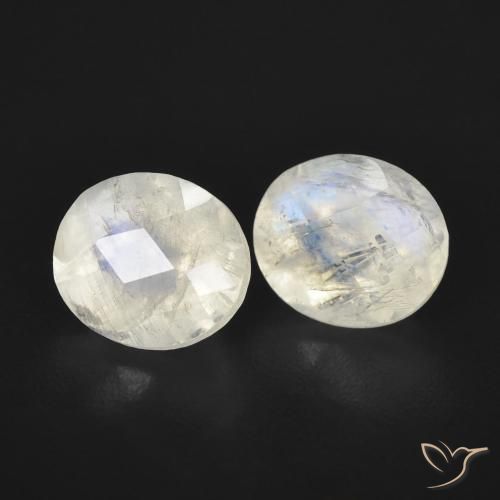 Gemas de Piedra lunar arcoíris Blanco azulado natural de 2.43 ct, Ovalada, Transparente