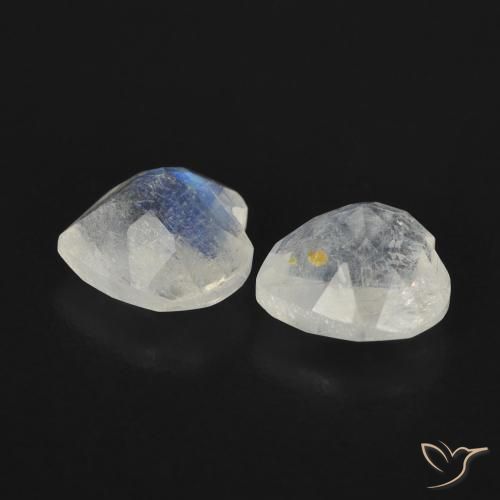Gemas de Piedra lunar arcoíris Blanco azulado natural de 1.33 ct, Corazón, Transparente