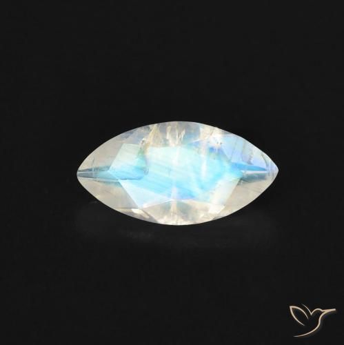 0.52ct Natural Blanco azulado Piedra lunar arcoíris, Marquesa, Transparente