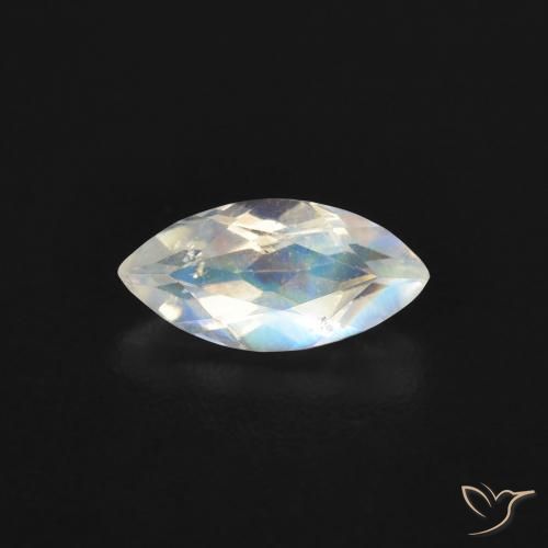 0.48ct Natural Blanco azulado Piedra lunar arcoíris, Marquesa, Transparente