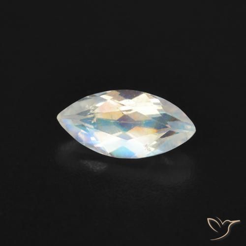 Piedra lunar arcoíris Blanco azulado natural de 0.48 ct, Marquesa, Transparente