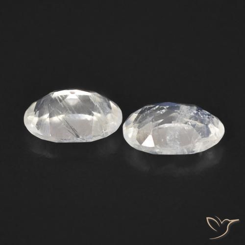 Gemas de Piedra lunar arcoíris Blanco azulado natural de 0.88 ct, Ovalada, Transparente