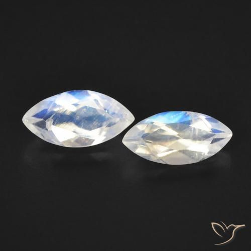1.04ctw Natural Blanco azulado Piedra lunar arcoíris, Marquesa, Transparente