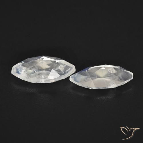 Gemas de Piedra lunar arcoíris Blanco azulado natural de 1.04 ct, Marquesa, Transparente