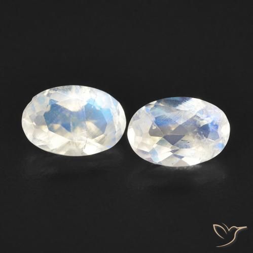 0.83ctw Natural Blanco azulado Piedra lunar arcoíris, Ovalada, Transparente