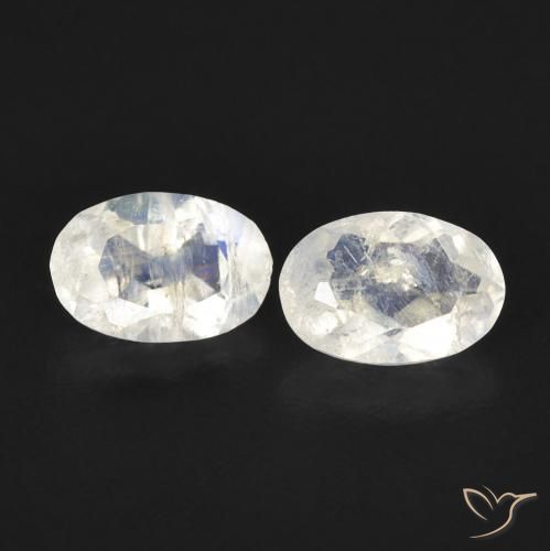 0.82ctw Natural Blanco azulado Piedra lunar arcoíris, Ovalada, Transparente