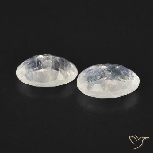 Gemas de Piedra lunar arcoíris Blanco azulado natural de 0.82 ct, Ovalada, Transparente