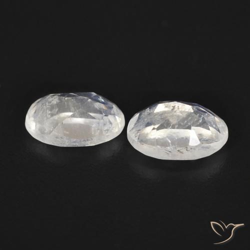 Gemas de Piedra lunar arcoíris Blanco azulado natural de 0.95 ct, Ovalada, Transparente