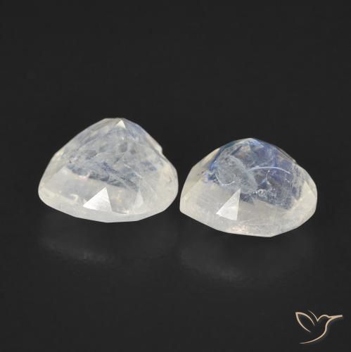Gemas de Piedra lunar arcoíris Blanco azulado natural de 1.29 ct, Corazón, Transparente