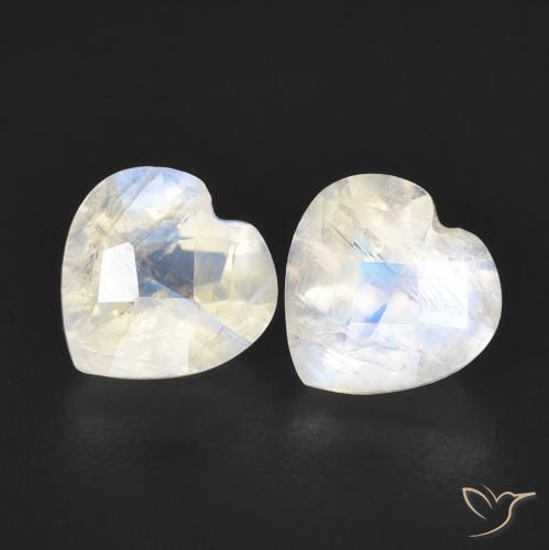 1.48ctw Natural Blanco azulado Piedra lunar arcoíris, Corazón, Transparente