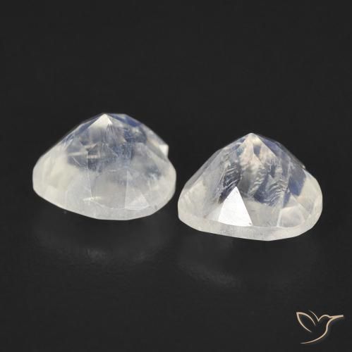 Gemas de Piedra lunar arcoíris Blanco azulado natural de 1.48 ct, Corazón, Transparente