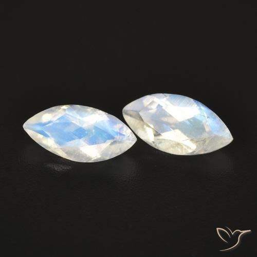 0.97ctw Natural Blanco azulado Piedra lunar arcoíris, Marquesa, Transparente