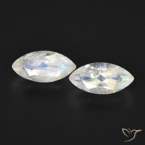1.20ctw Natural Blanco azulado Piedra lunar arcoíris, Marquesa, Transparente