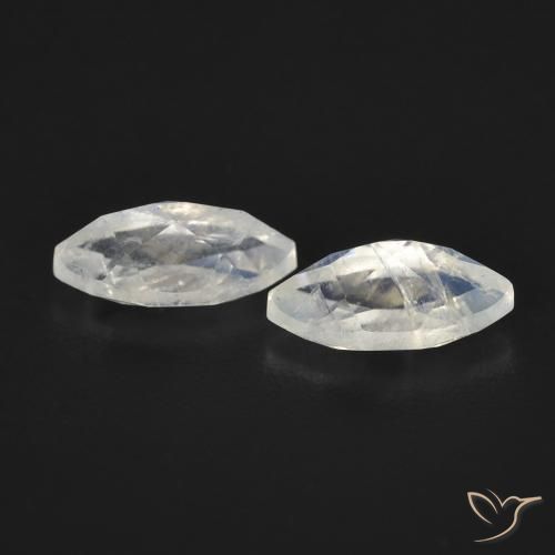 Gemas de Piedra lunar arcoíris Blanco azulado natural de 1.20 ct, Marquesa, Transparente