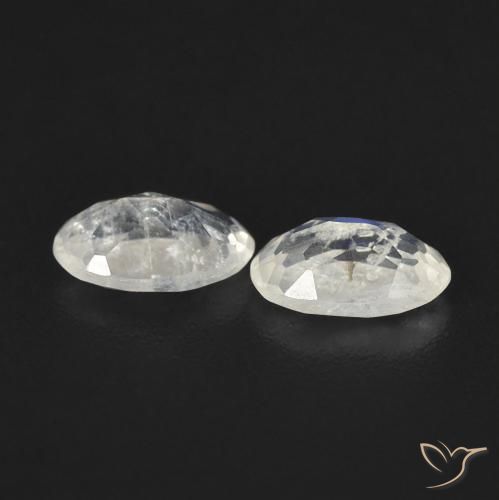 Gemas de Piedra lunar arcoíris Blanco azulado natural de 0.73 ct, Ovalada, Transparente