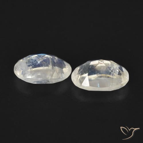 Gemas de Piedra lunar arcoíris Blanco azulado natural de 0.80 ct, Ovalada, Transparente