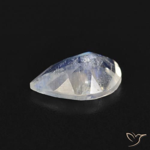 Piedra lunar arcoíris Blanco azulado natural de 0.66 ct, En forma de pera, Transparente