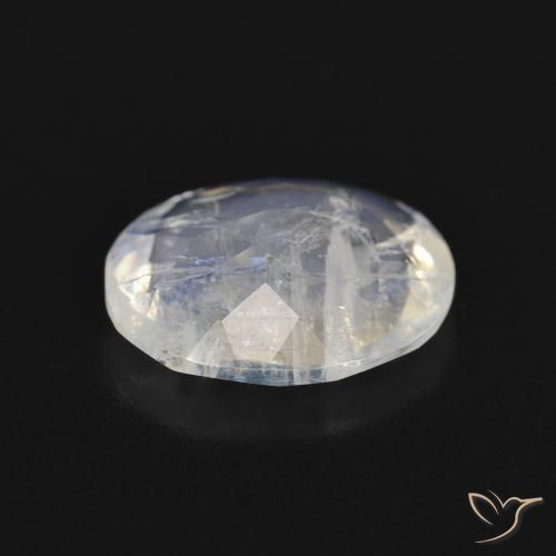 Piedra lunar arcoíris Blanco azulado natural de 2.58 ct, Ovalada, Transparente