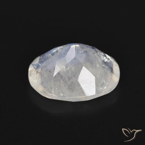 Piedra lunar arcoíris Blanco azulado natural de 3.18 ct, Ovalada, Transparente
