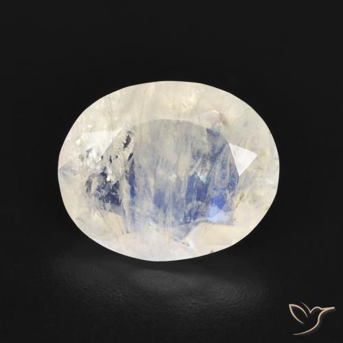 2.77ct Natural Blanco azulado Piedra lunar arcoíris, Ovalada, Transparente