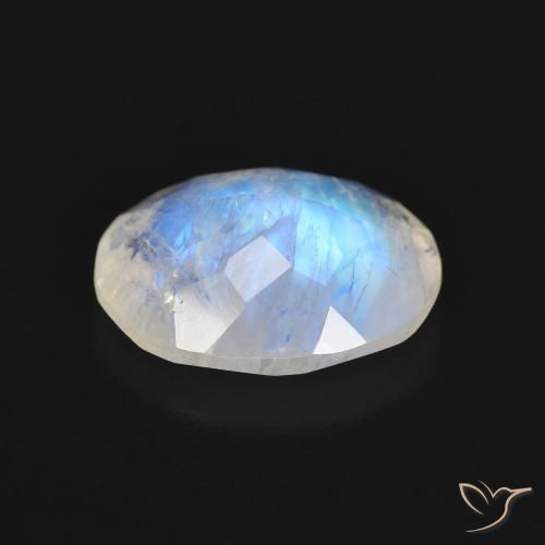 Piedra lunar arcoíris Blanco azulado natural de 2.77 ct, Ovalada, Transparente