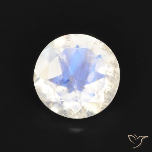 1.05ct Natural Blanco azulado Piedra lunar arcoíris, Redondo, Transparente