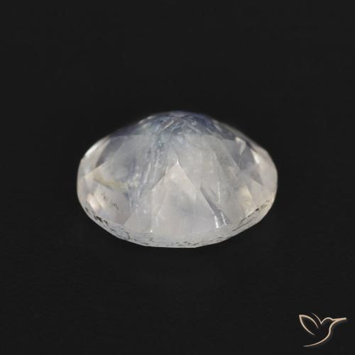 Piedra lunar arcoíris Blanco azulado natural de 1.05 ct, Redondo, Transparente