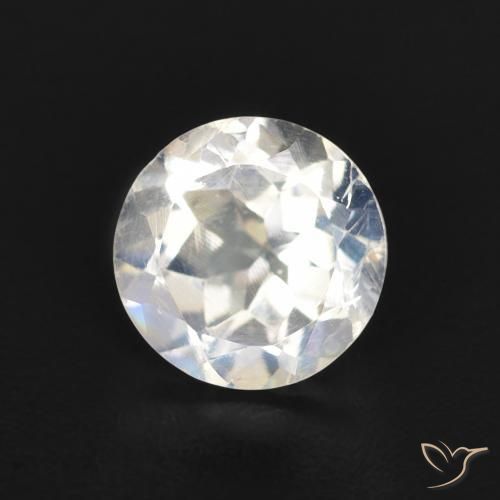 Piedra lunar arcoíris Blanco azulado natural de 0.84 ct, Redondo, Transparente