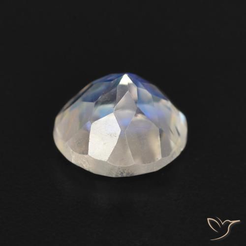 Piedra lunar arcoíris Blanco azulado natural de 0.84 ct, Redondo, Transparente