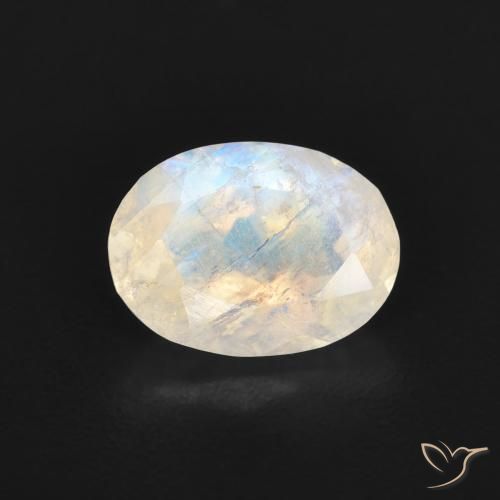 1.18ct Natural Blanco azulado Piedra lunar arcoíris, Ovalada, Transparente