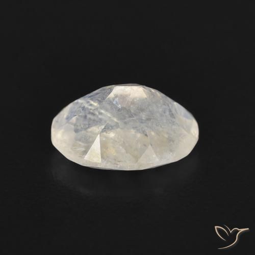 Piedra lunar arcoíris Blanco azulado natural de 1.18 ct, Ovalada, Transparente