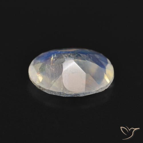 Piedra lunar arcoíris Blanco azulado natural de 1.30 ct, Ovalada, Transparente