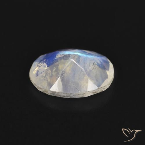 Piedra lunar arcoíris Blanco azulado natural de 1.36 ct, Ovalada, Transparente