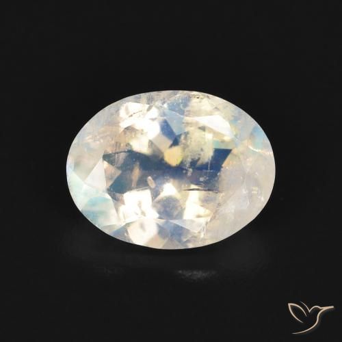 1.61ct Natural Blanco azulado Piedra lunar arcoíris, Ovalada, Transparente